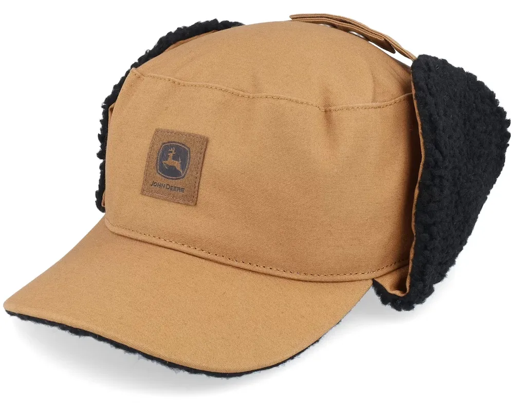 Cotton Faux Fur Lining Hat Coyote Brown John Deere