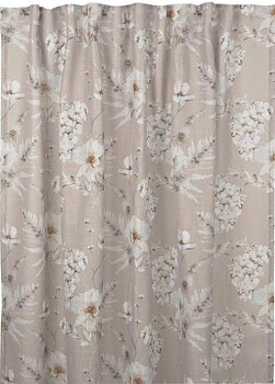 1 par Gardinlängder linbeige vita blomster shabby chic lantlig stil