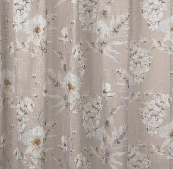 1 par Gardinlängder linbeige vita blomster shabby chic lantlig stil - 2