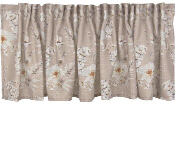  Gardinkappa linbeige vita blomster shabby chic lantlig stil