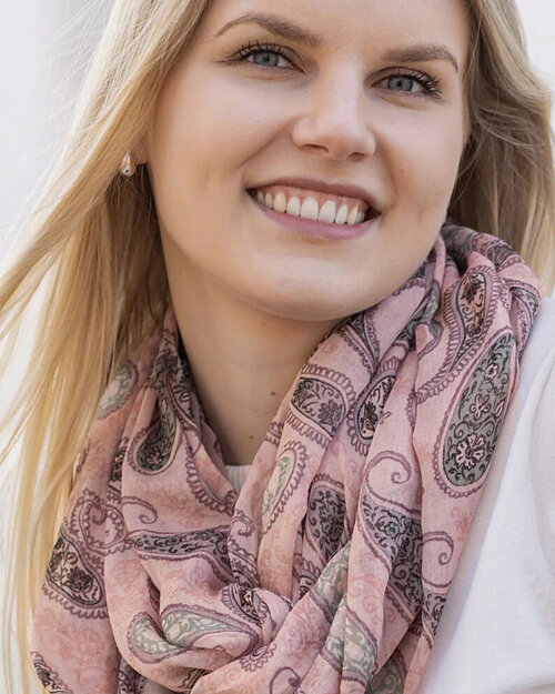 Tubsjal Cora paisleymönstrad rosa/grå - 2
