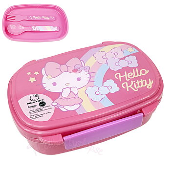 Hello Kitty Matlåda med Bestick - Rosa Rainbow