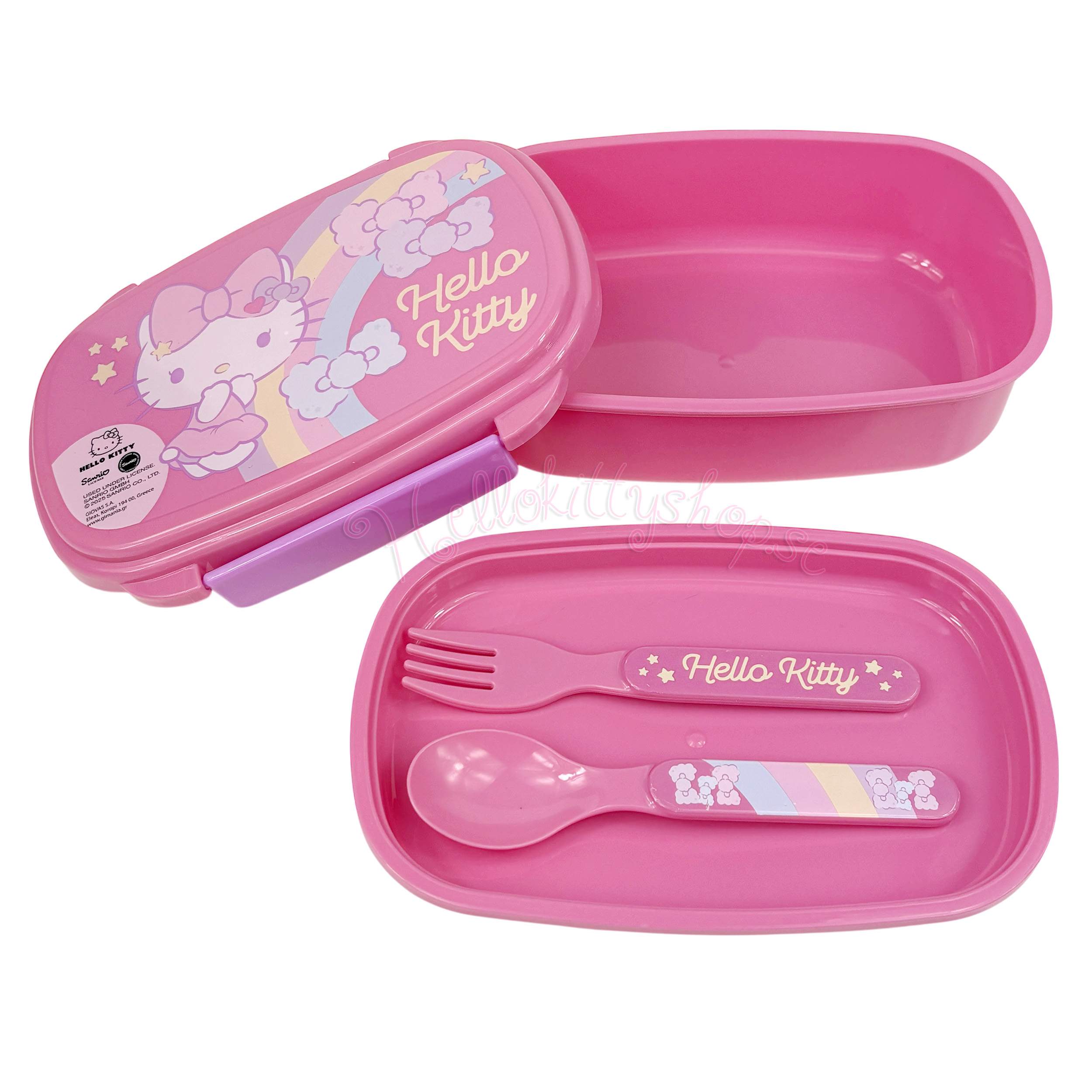 Hello Kitty Matlåda med Bestick - Rosa Rainbow - 3