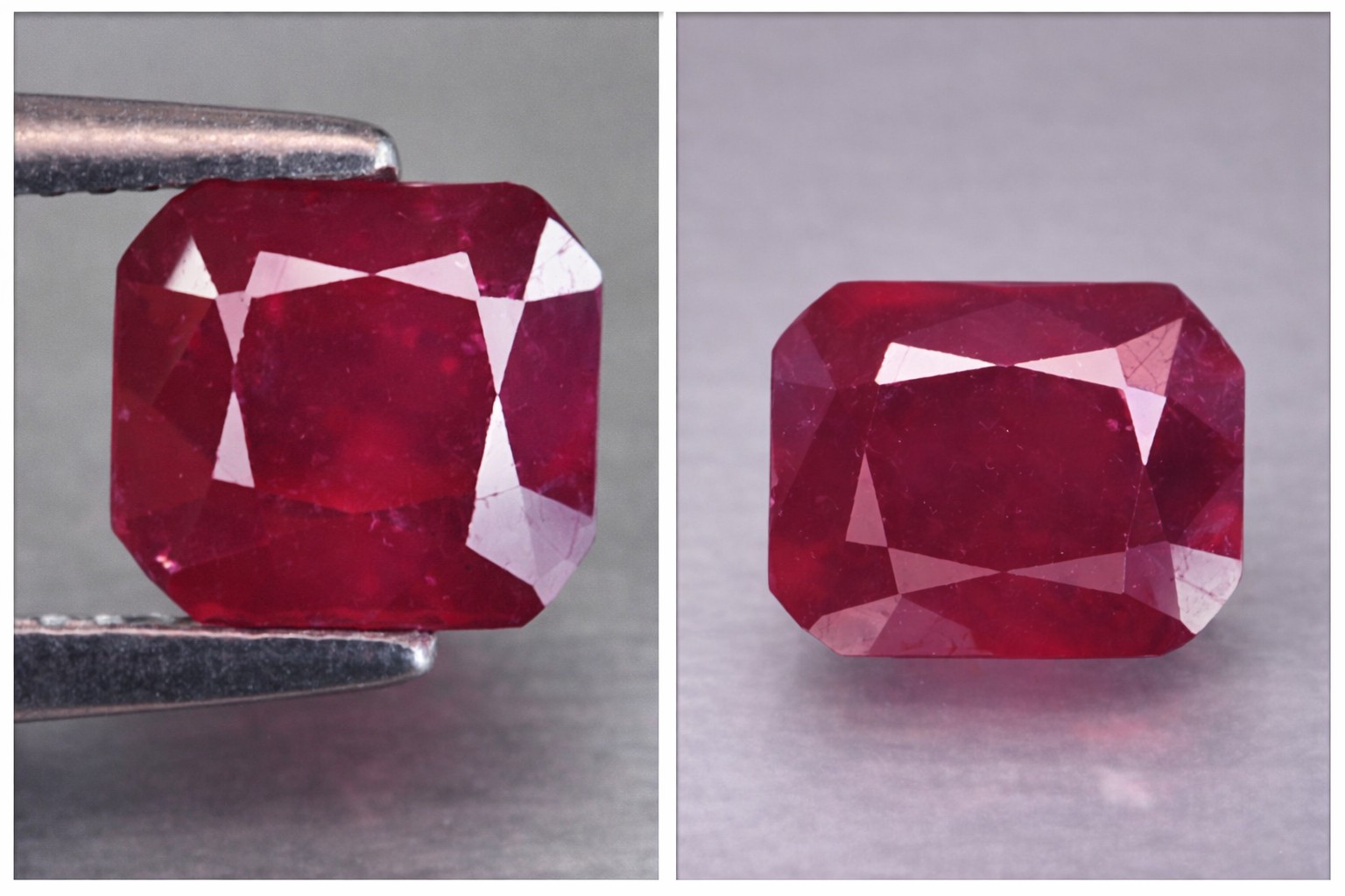 Impresionante rubí natural suelto de talla esmeralda de 2,12 ct.
