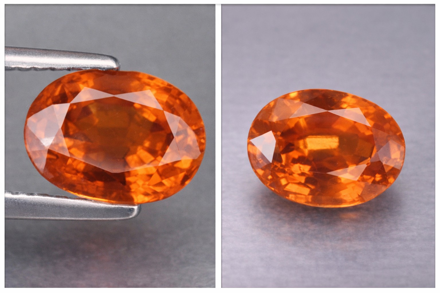 Impresionante piedra preciosa de granate espesartina natural calibrada de 6 x 4 mm de alta calidad de 0,69 ct