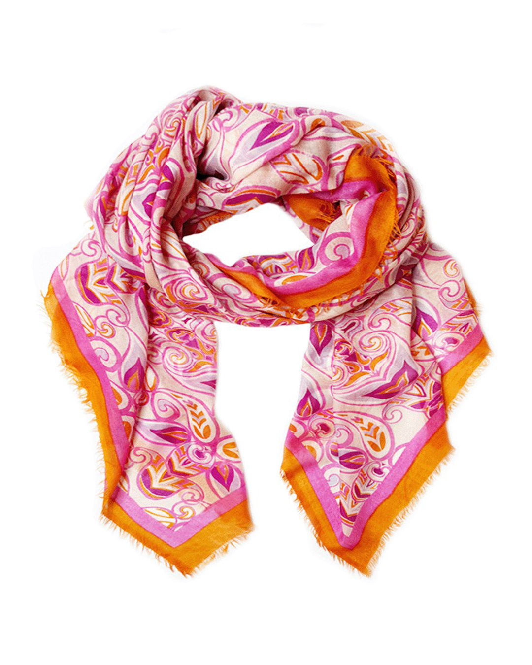 Kashmirsjal Delicate mönstrad rosa/orange - 10