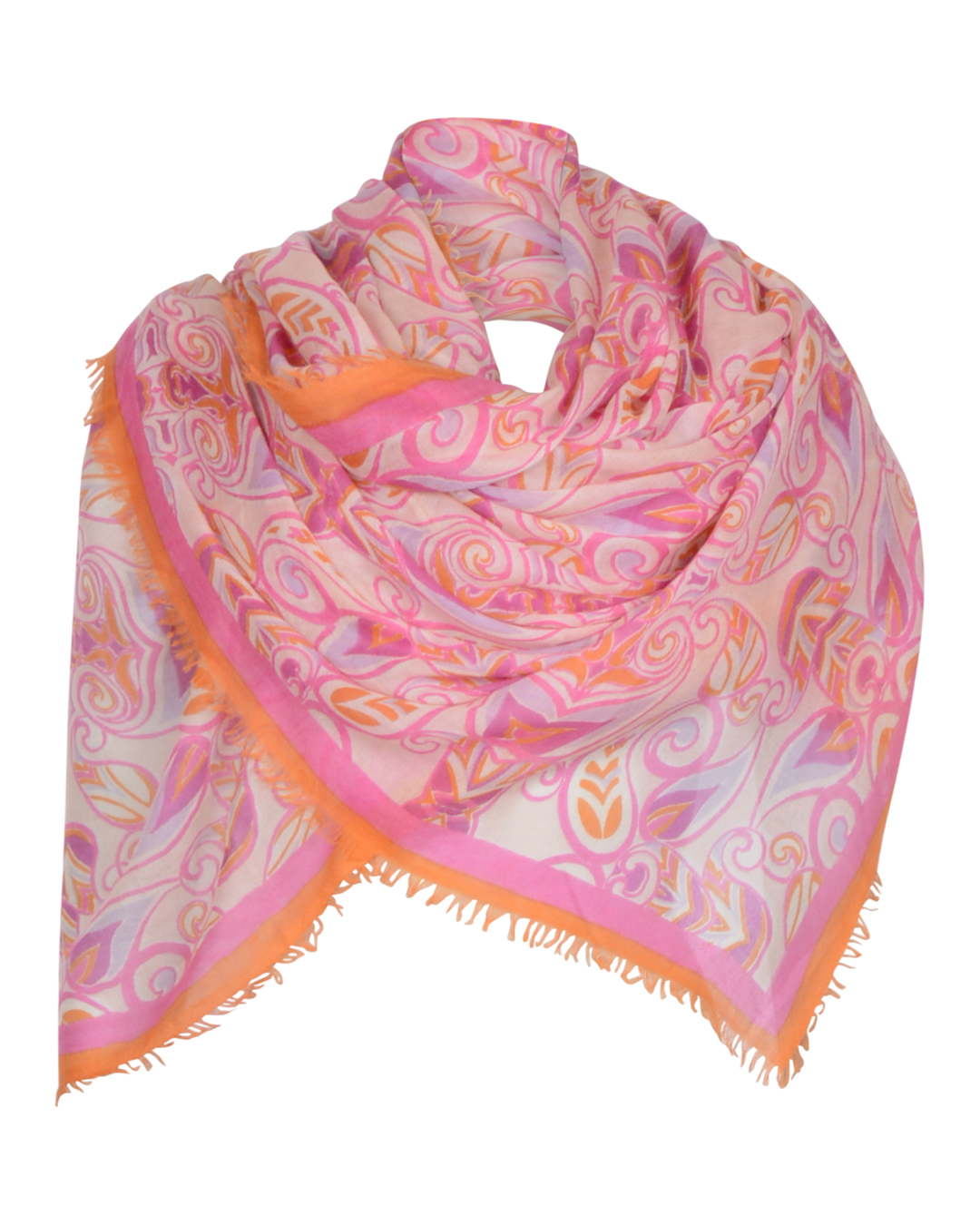 Kashmirsjal Delicate mönstrad rosa/orange - 7