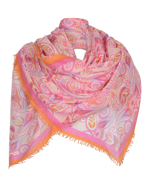 Kashmirsjal Delicate mönstrad rosa/orange - 7