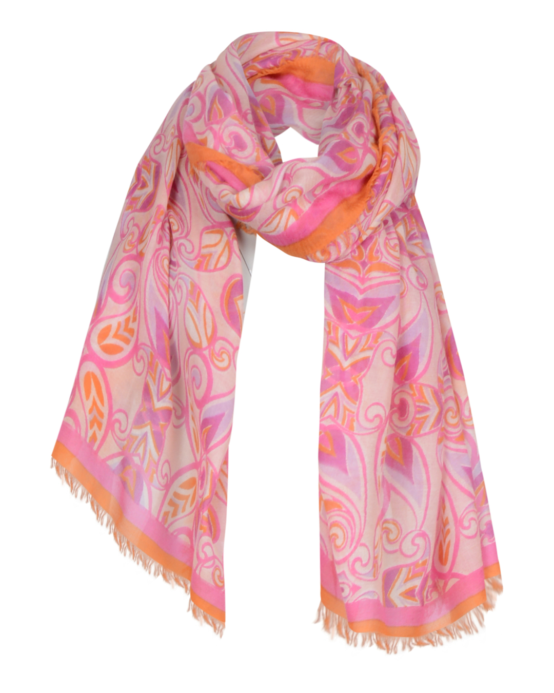 Kashmirsjal Delicate mönstrad rosa/orange - 9