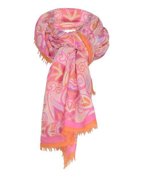 Kashmirsjal Delicate mönstrad rosa/orange - 6
