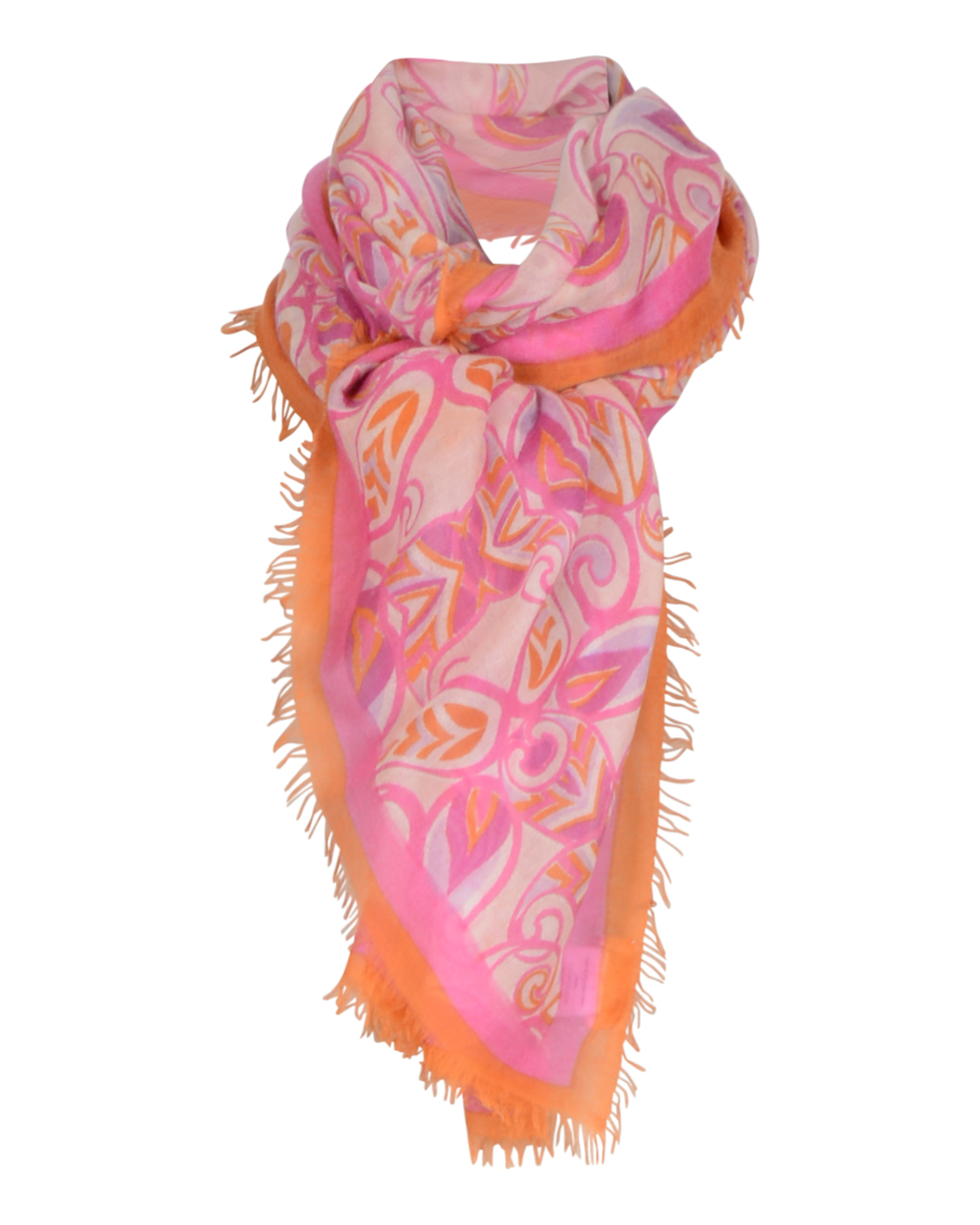 Kashmirsjal Delicate mönstrad rosa/orange - 8