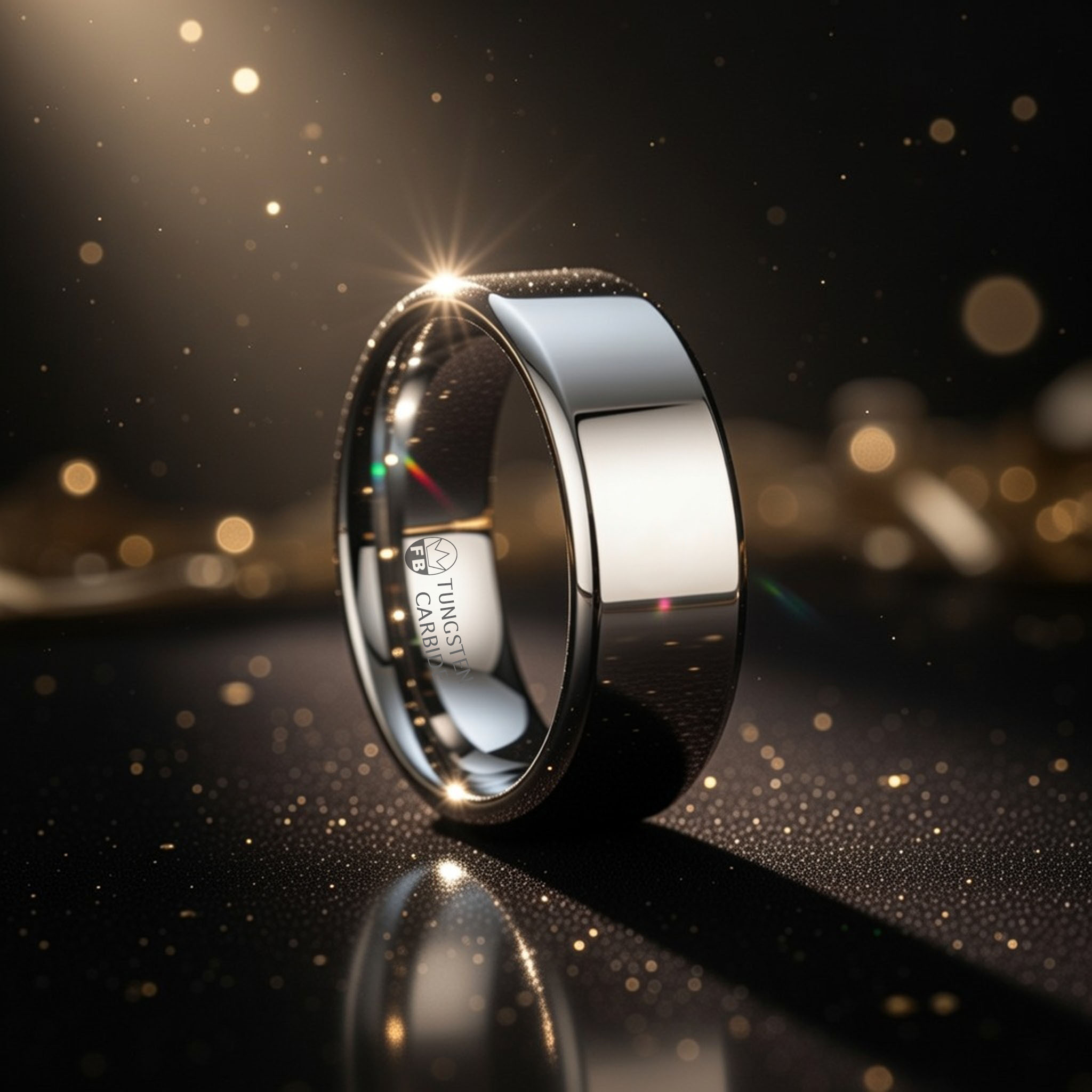 Ridsefast tungstenring Moon