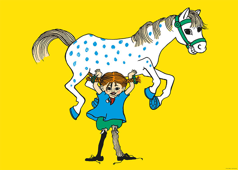Affisch Pippi med häst