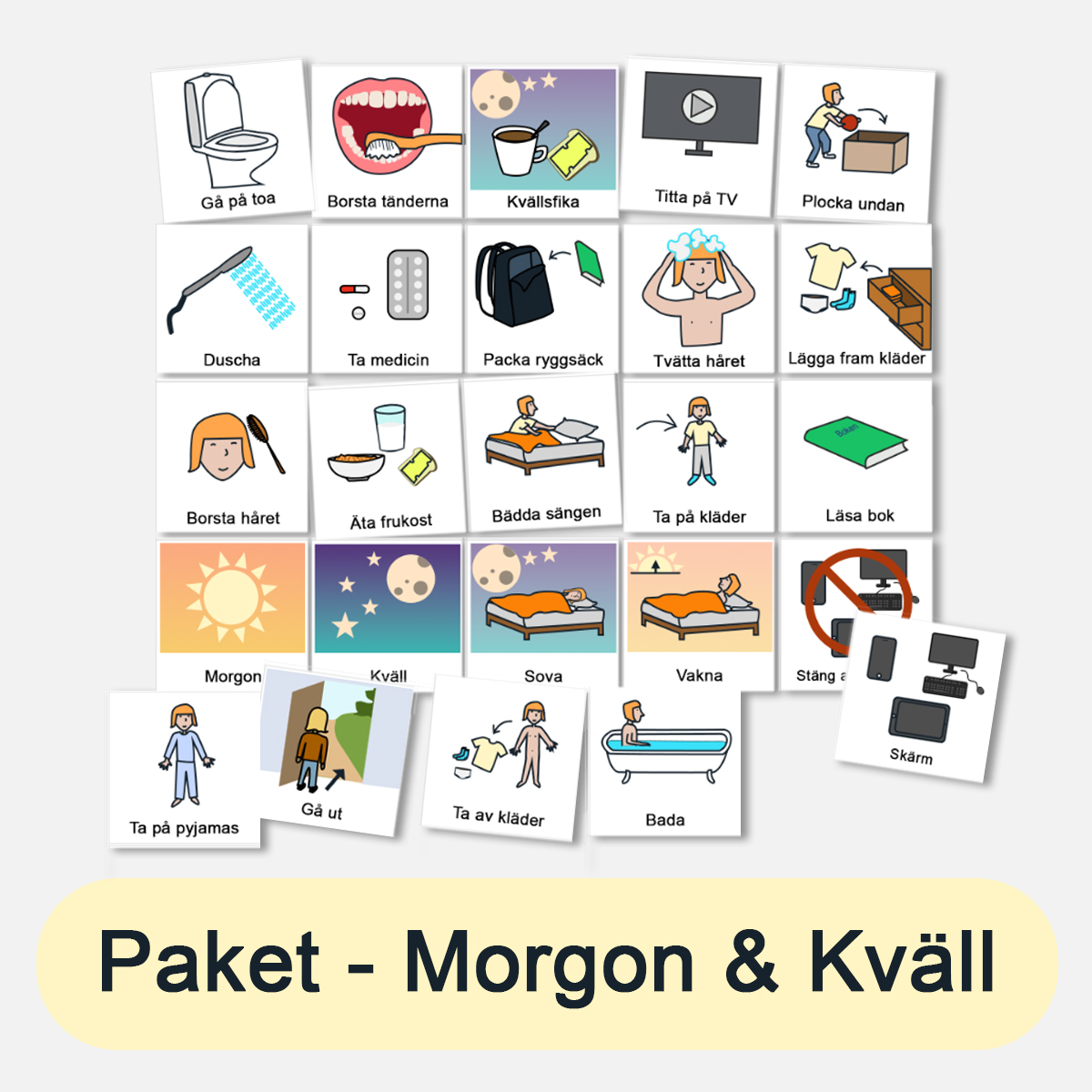 Bildstödpaket - Morgon & kväll, 3×3 cm (25 bilder)