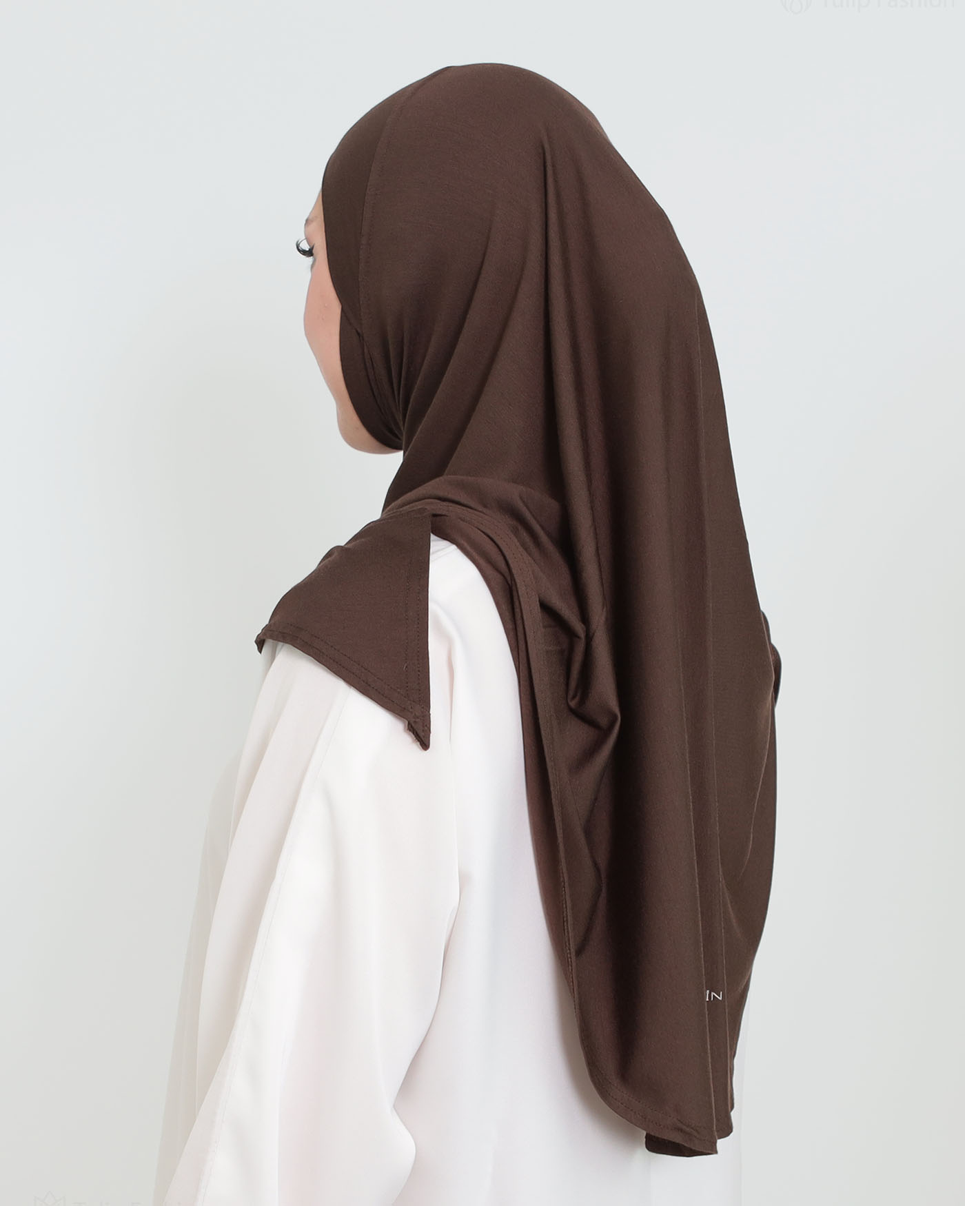 Hijab - Instant Square Jersey - Dark Brown - 4