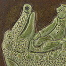 Otto Klaesson (1970s) Limited Green Wall Plaque with Crocodile and Man Motif 17 cm