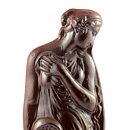 Brown Relief Wall Plaque with Woman Motif from Höganäs 42 cm (Early 20th Century)