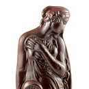 Brown Relief Wall Plaque with Woman Motif from Höganäs 42 cm (Early 20th Century)