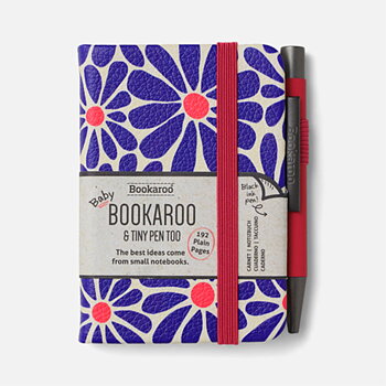Bookaroo : Baby Pink & Purple Notebook A7 Vegan Leather  - Skrivbok A7 Olinjerad med resårband och minipenna - Perfekt storlek för handväskan!