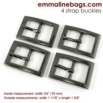 Double Ended Pin Buckles: (4 Pack) - Gunmetal