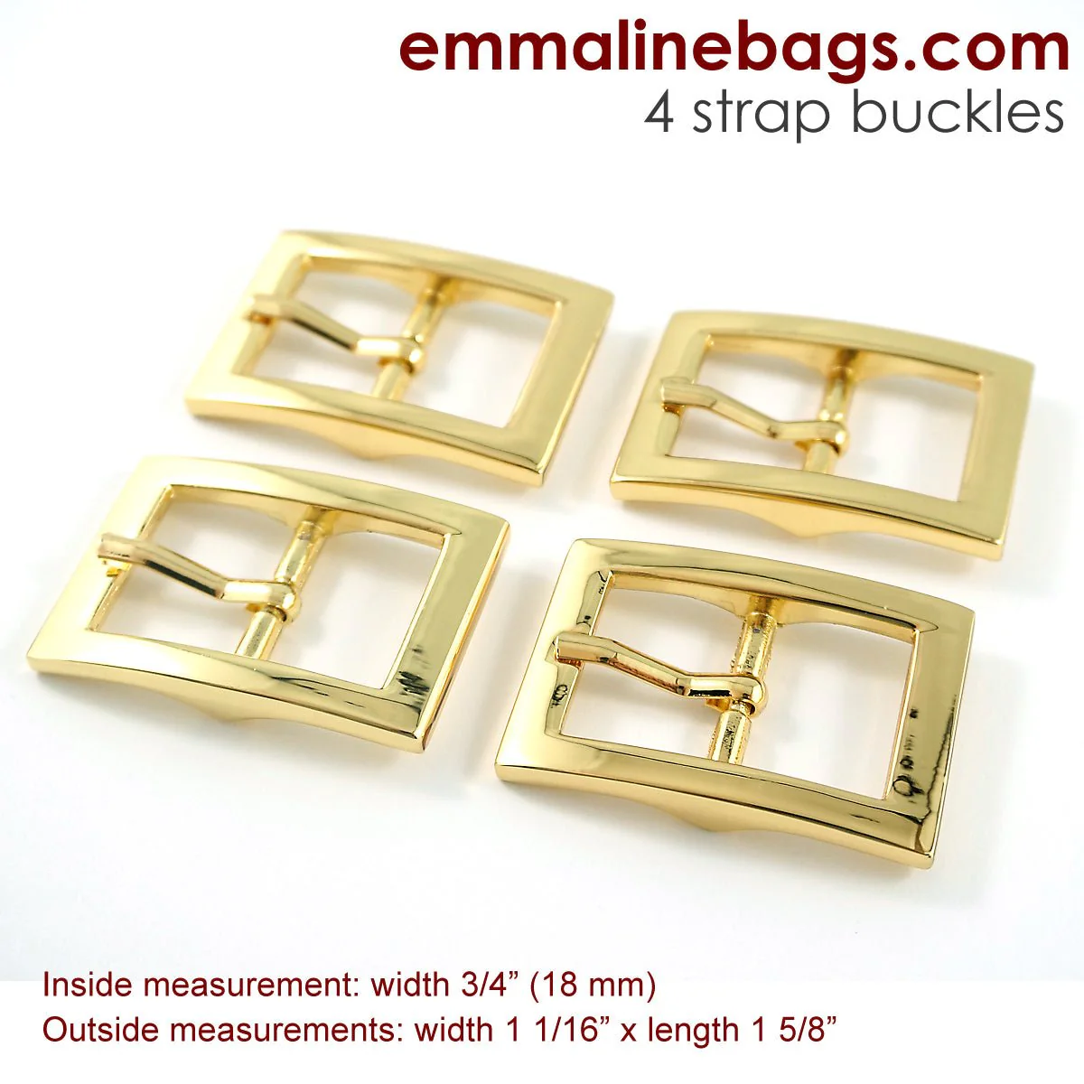 Double Ended Pin Buckles: (4 Pack) - Guld