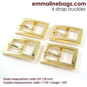 Double Ended Pin Buckles: (4 Pack) - Guld