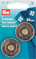 Tryckknappar 30 mm antik mässing 2 st