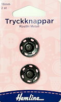 Tryckknappar 18 mm Svart 2 st