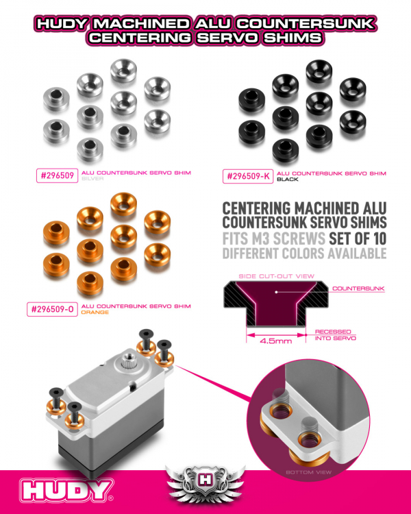 Alu Countersunk Servo Shim - Black (10)