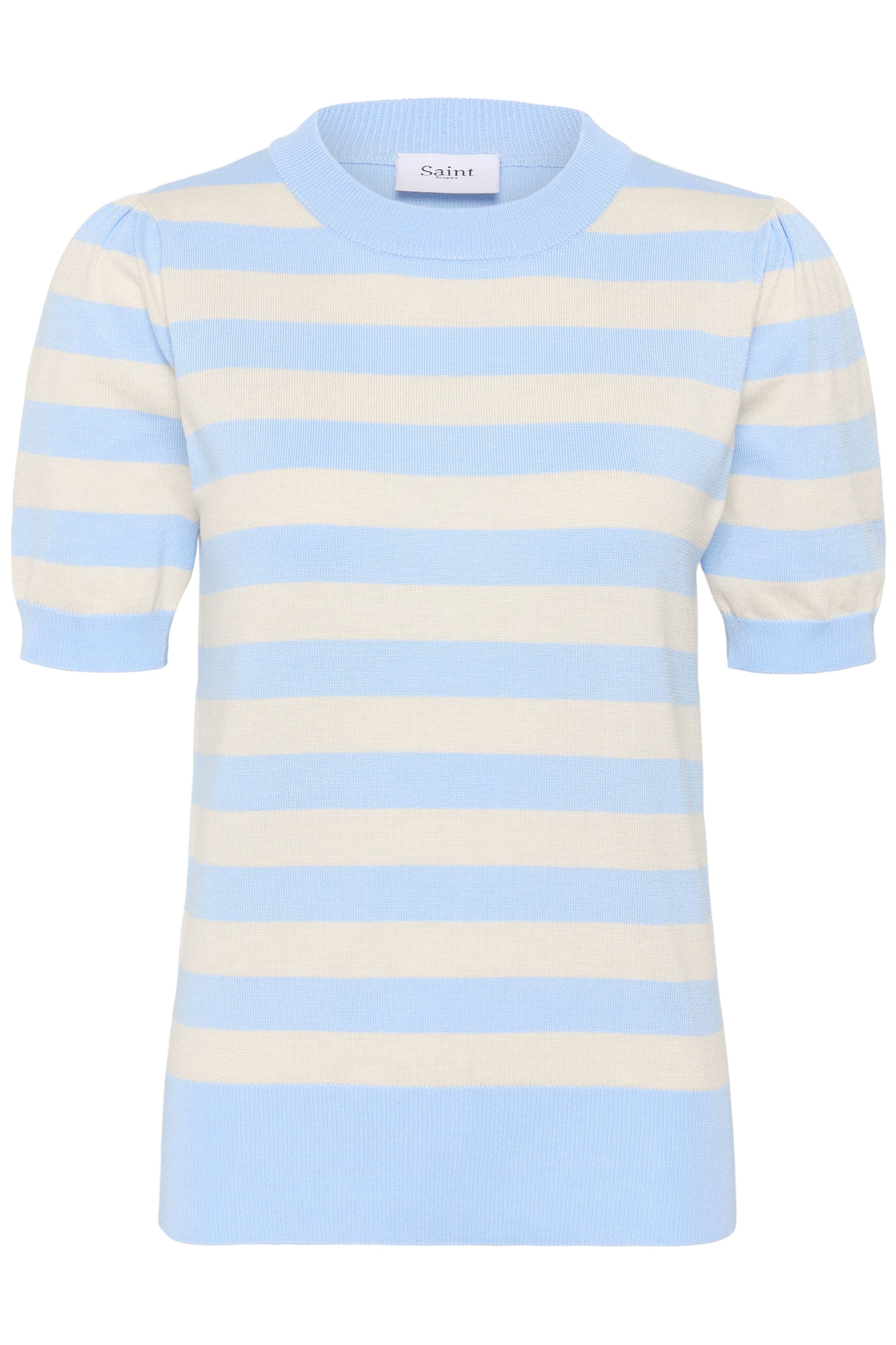 MilaSZ SS Block Stripe Pullover Cerulean Beige Block Stripe