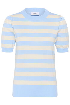 MilaSZ SS Block Stripe Pullover Cerulean Beige Block Stripe