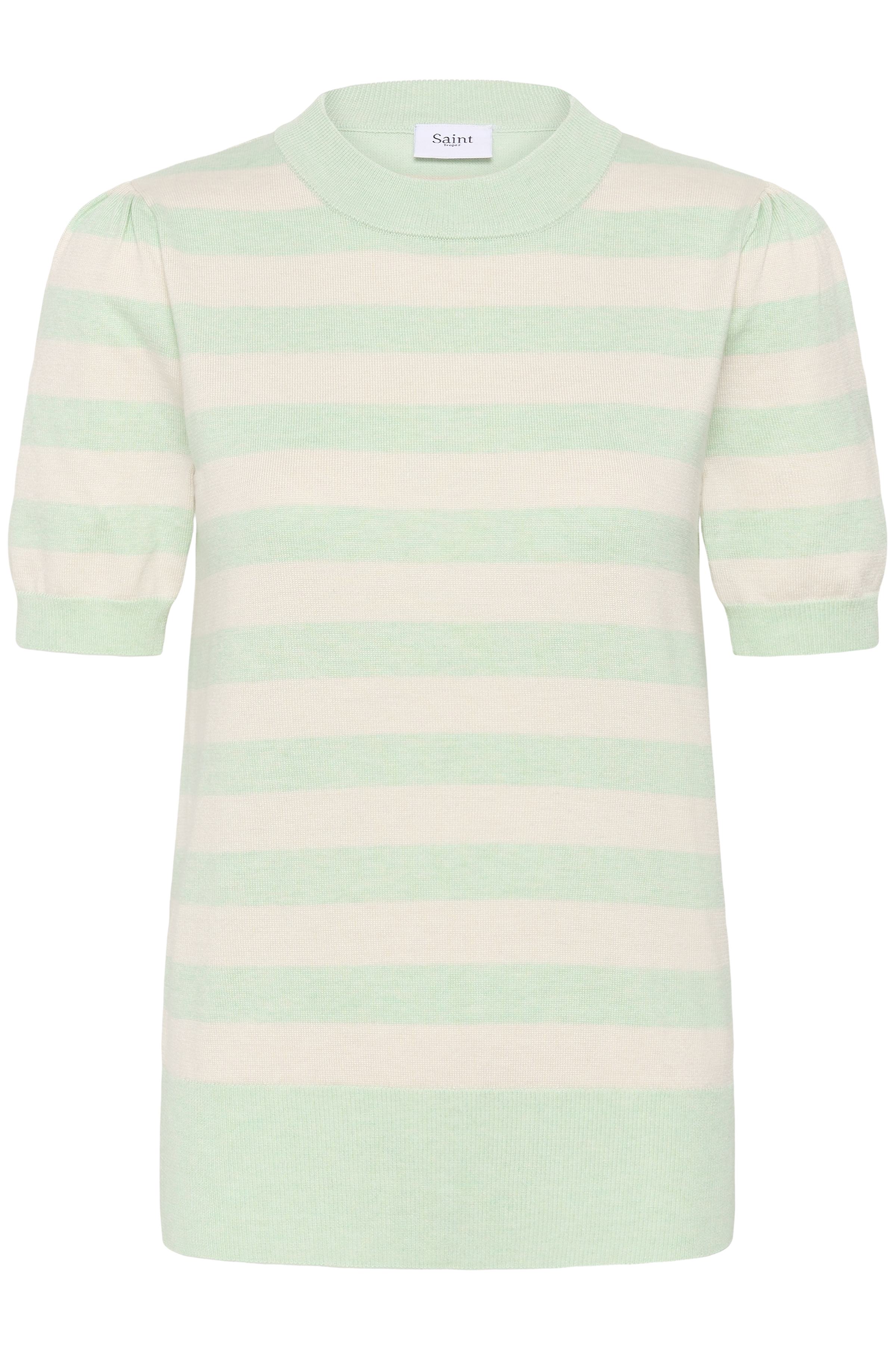 MilaSZ SS Block Stripe Pullover Cameo Green Beige Block Stripe
