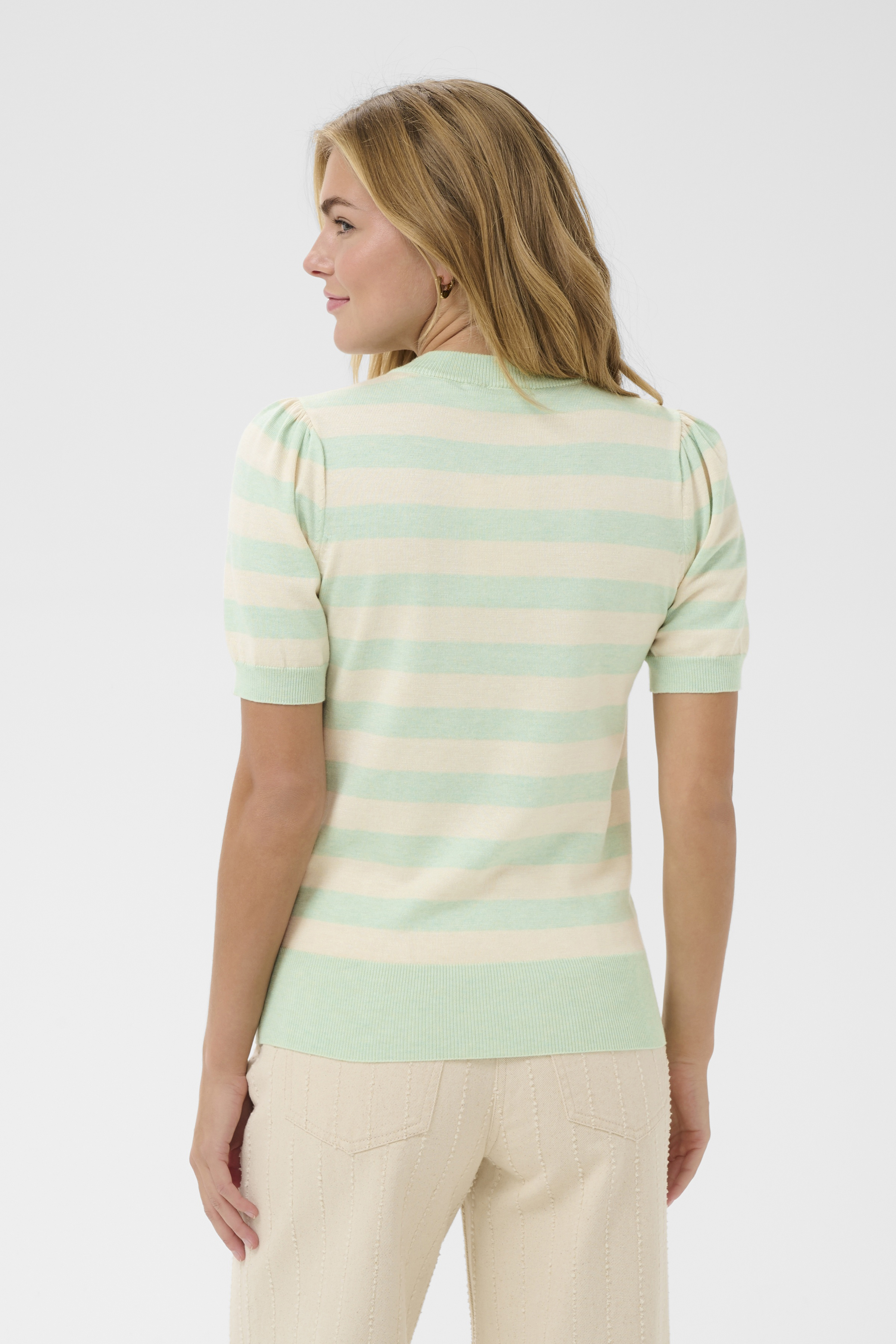 MilaSZ SS Block Stripe Pullover Cameo Green Beige Block Stripe - 6