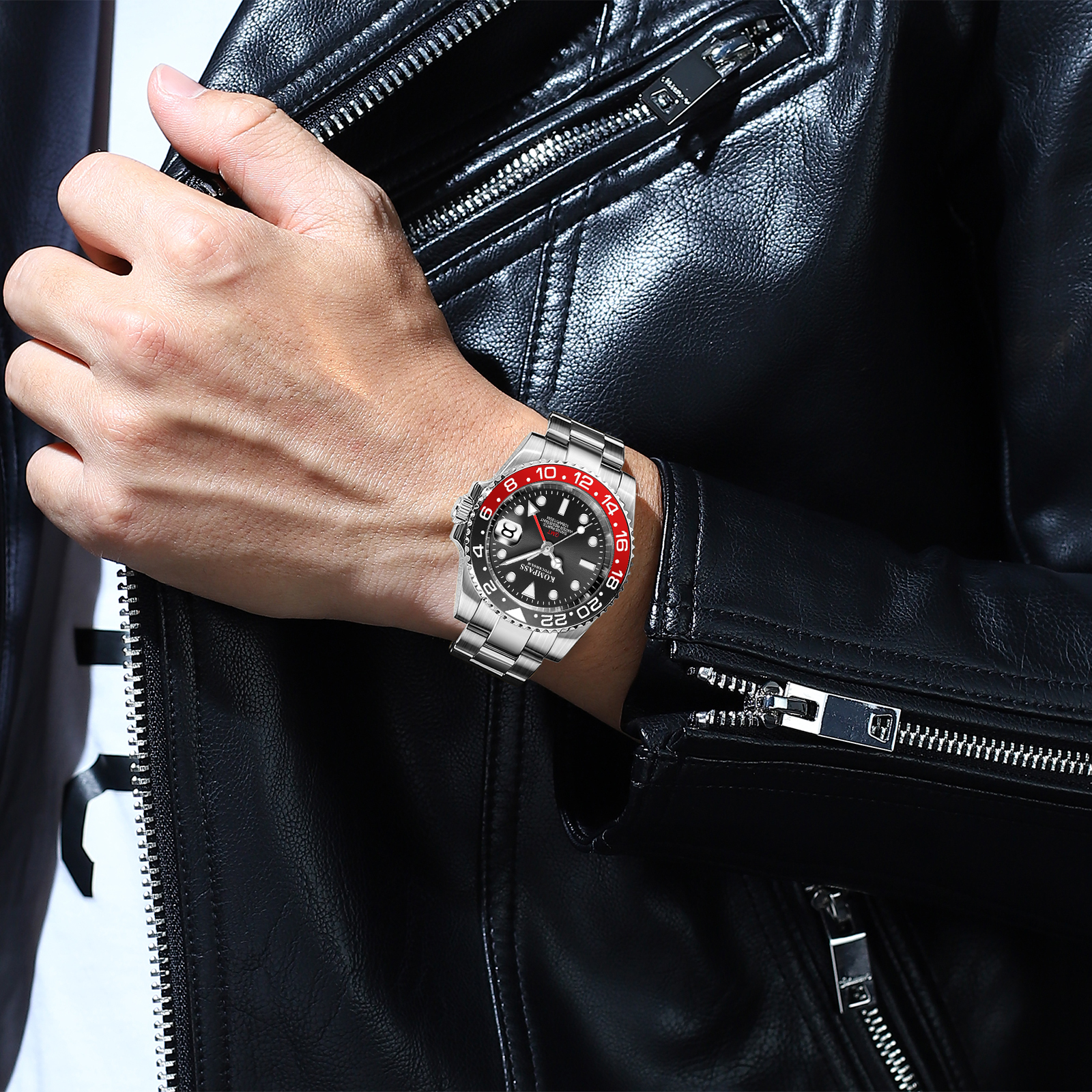 Kompass GMT-Professional Sapphire Steel Black Red - 5
