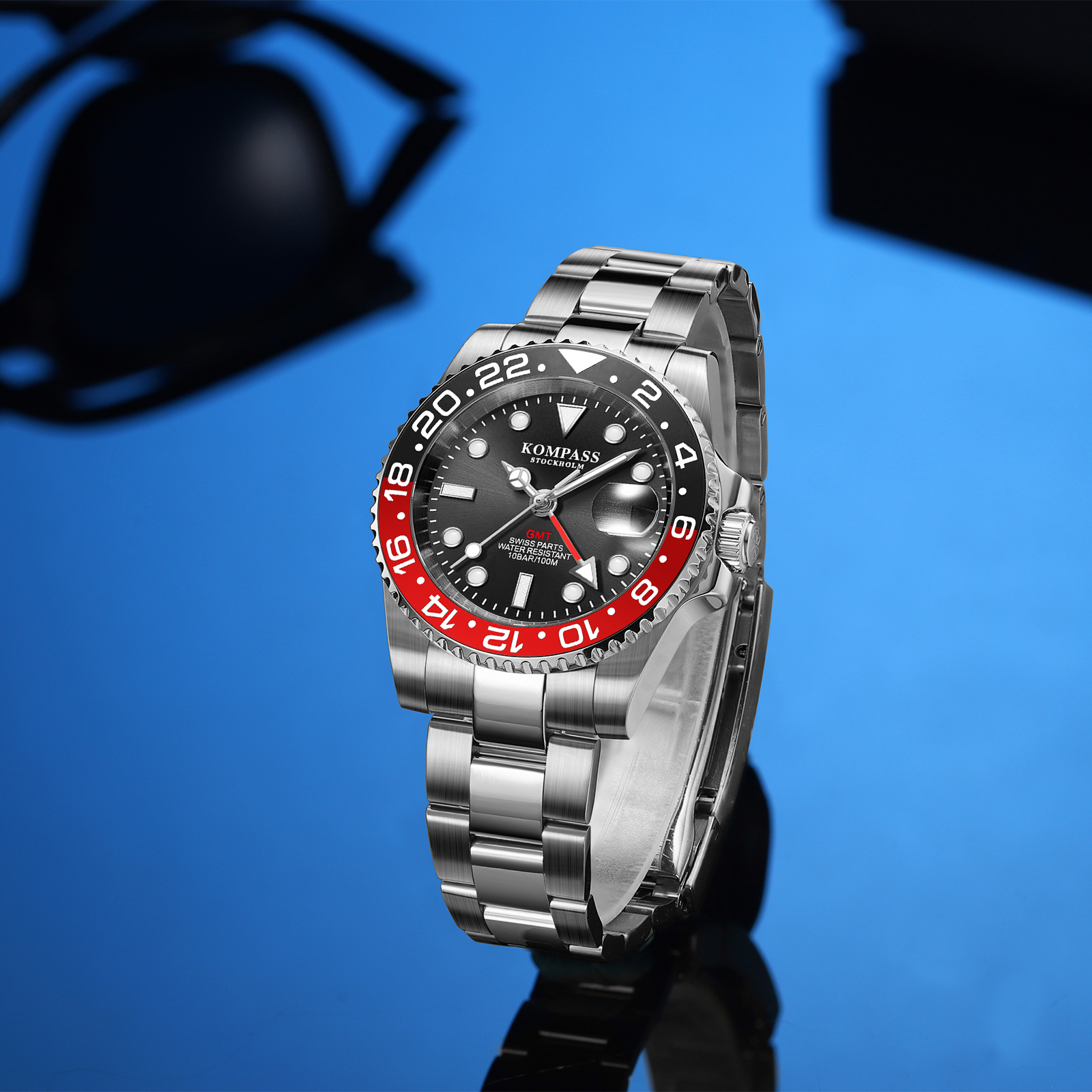 Kompass GMT-Professional Sapphire Steel Black Red - 6