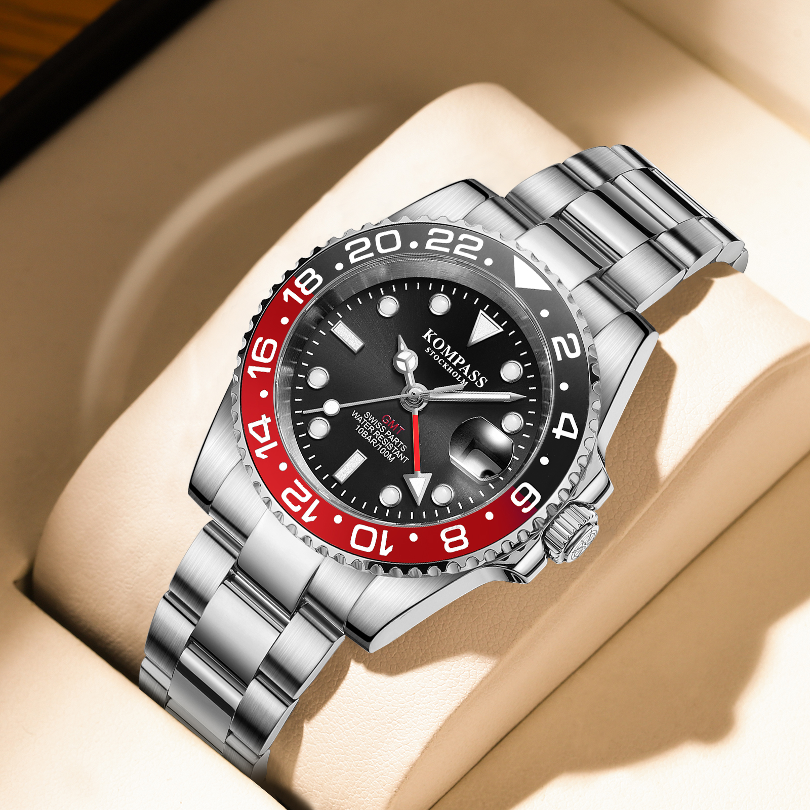 Kompass GMT-Professional Sapphire Steel Black Red - 7
