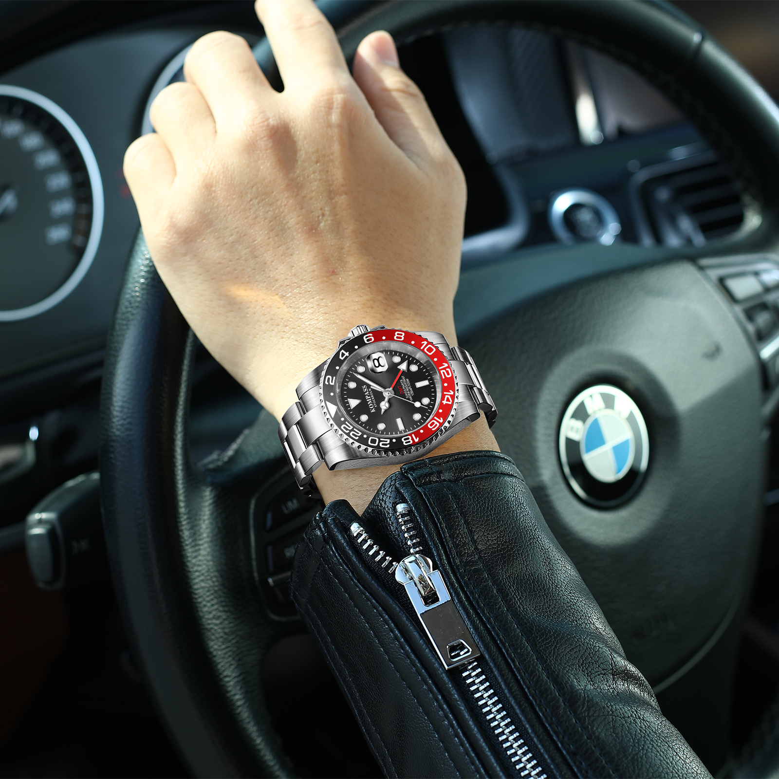 Kompass GMT-Professional Sapphire Steel Black Red - 4