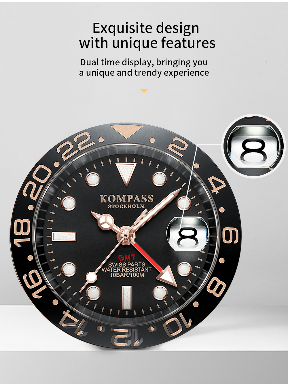 Kompass GMT-Professional Sapphire Steel Black Green - 11
