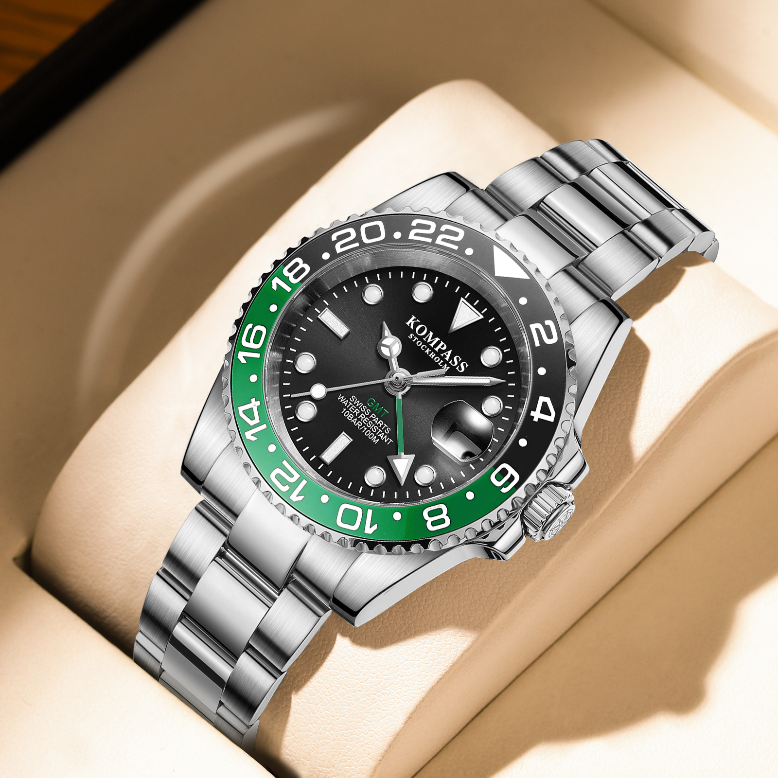 Kompass GMT-Professional Sapphire Steel Black Green - 7