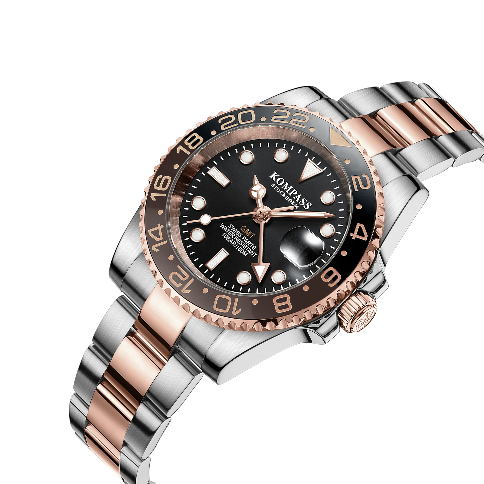 Kompass GMT-Professional Sapphire Steel Rose Black Brown - 2