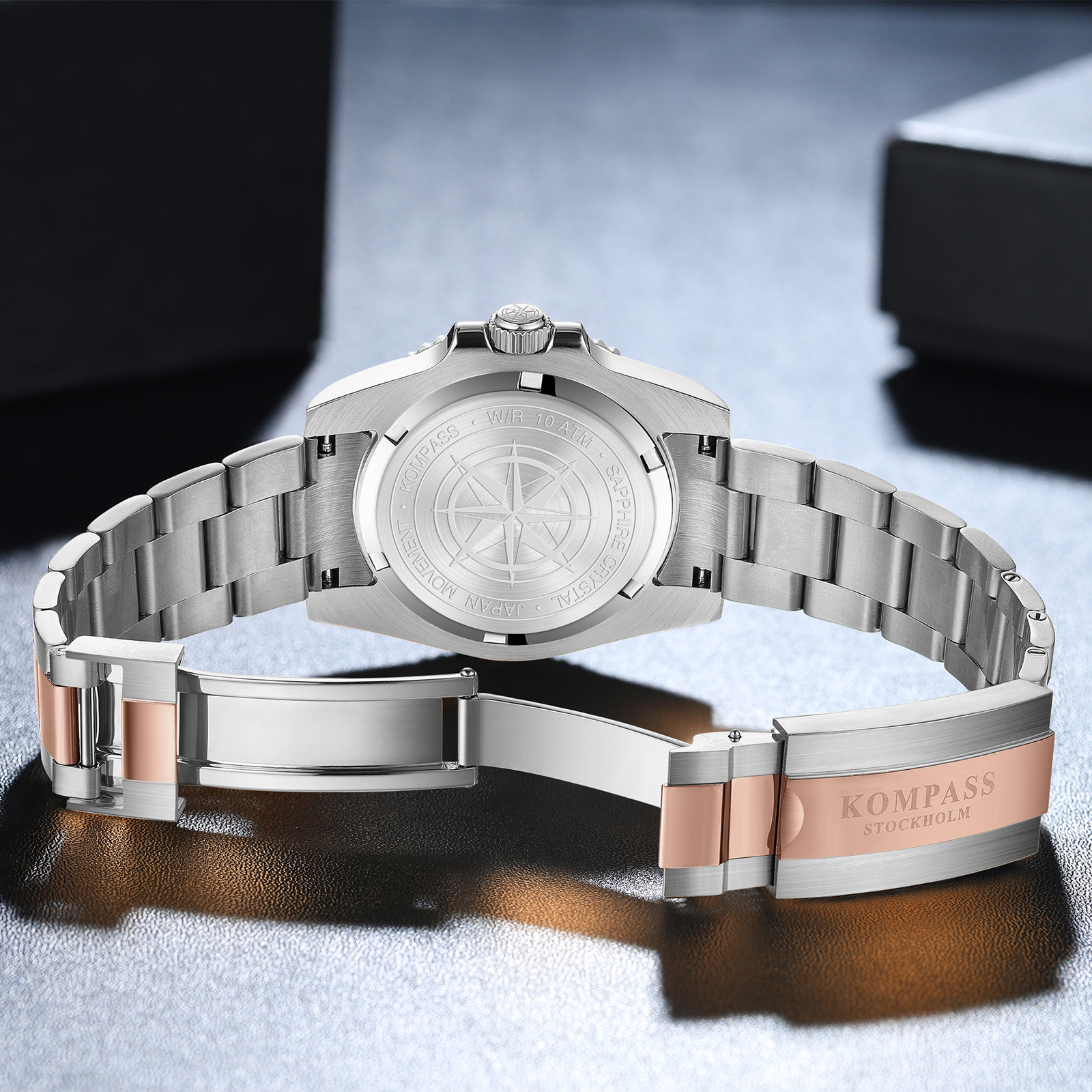 Kompass GMT-Professional Sapphire Steel Rose Black Brown - 9