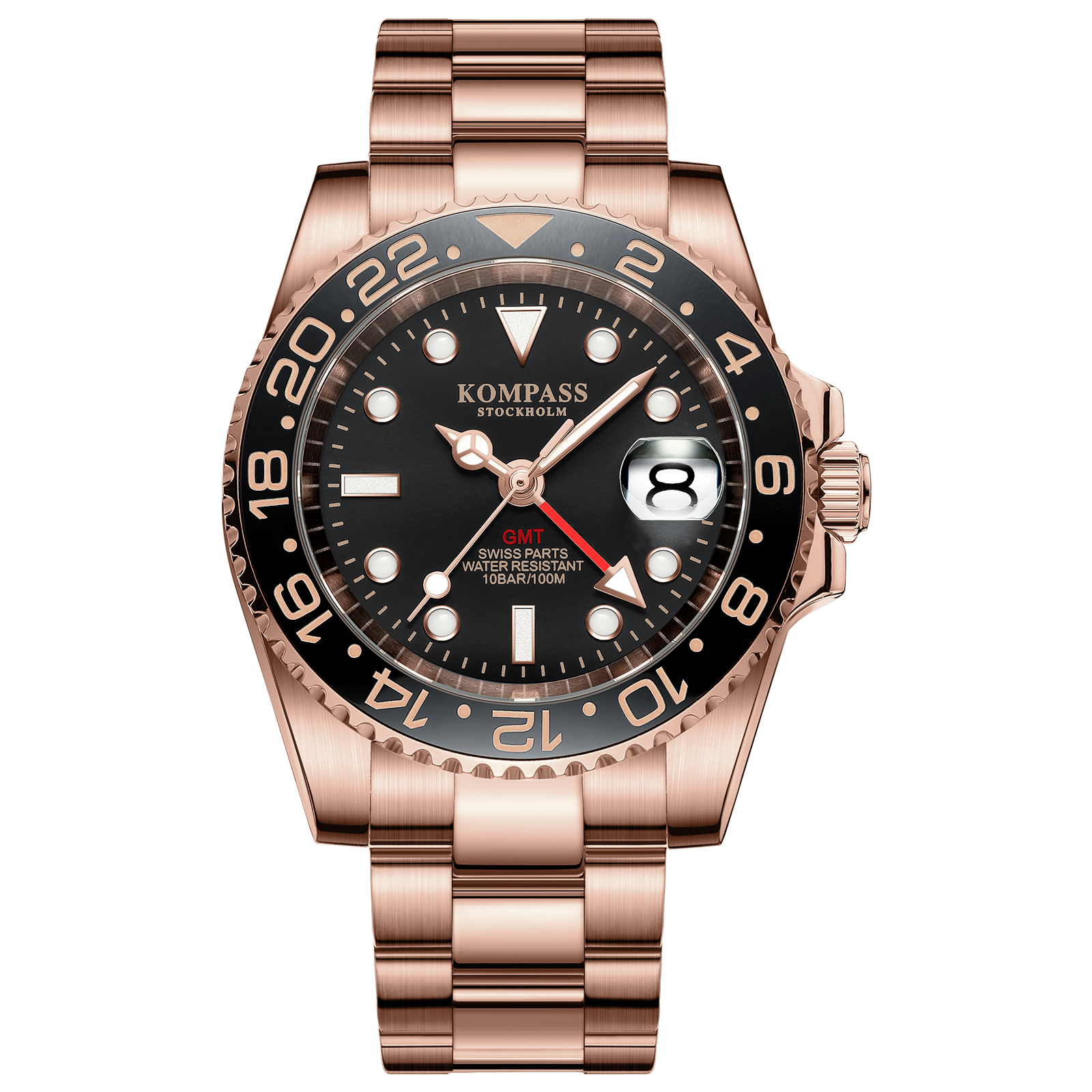 Kompass GMT-Professional Sapphire Steel Rose Black