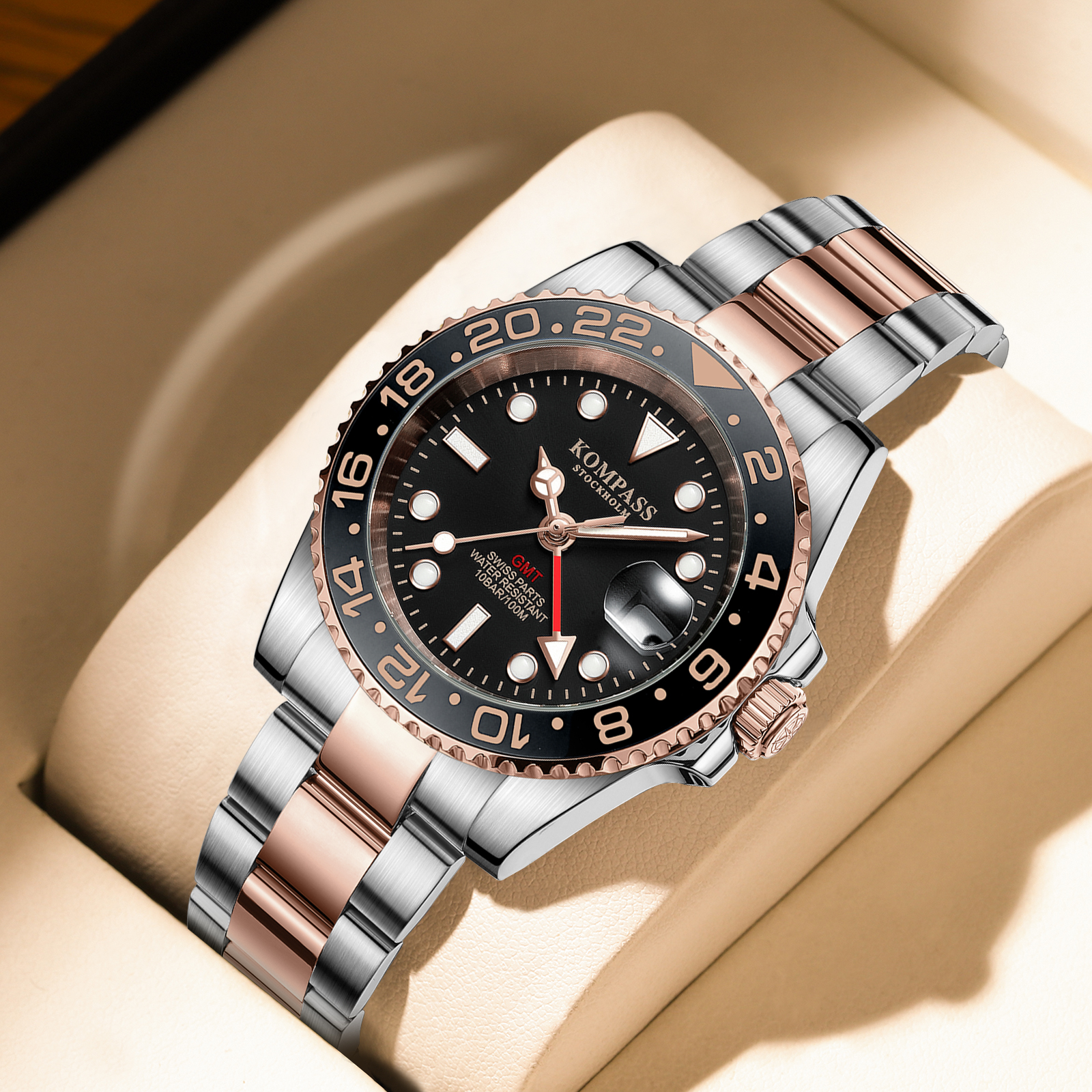 Kompass GMT-Professional Sapphire Steel Silver Rose Black - 7
