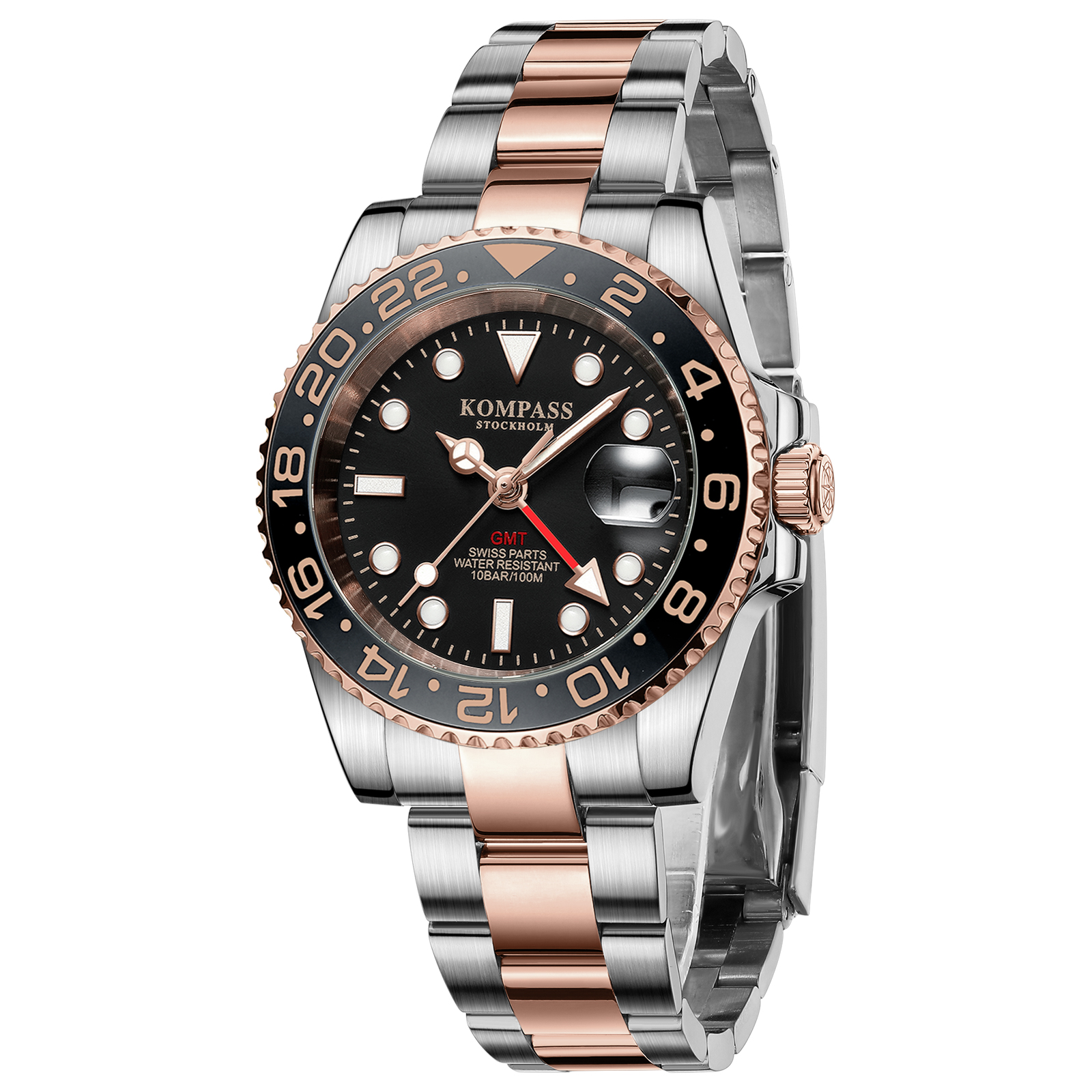 Kompass GMT-Professional Sapphire Steel Silver Rose Black - 3