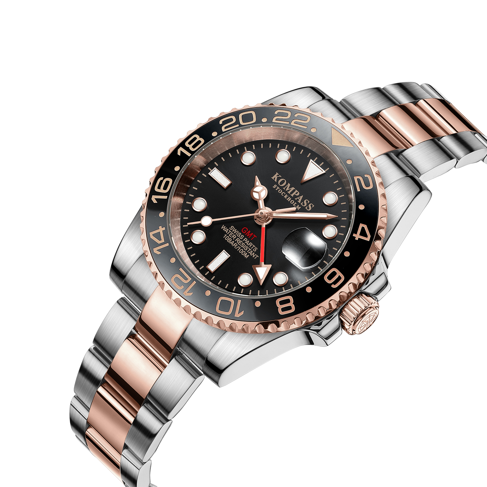 Kompass GMT-Professional Sapphire Steel Silver Rose Black - 2
