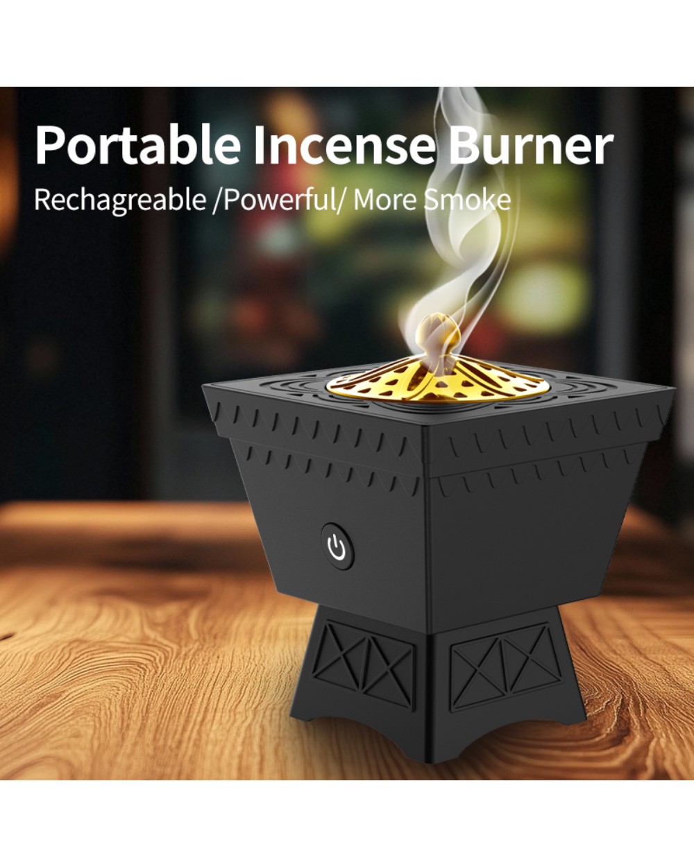 Portable Electric Bakhoor Burner - Gold/Black - 4