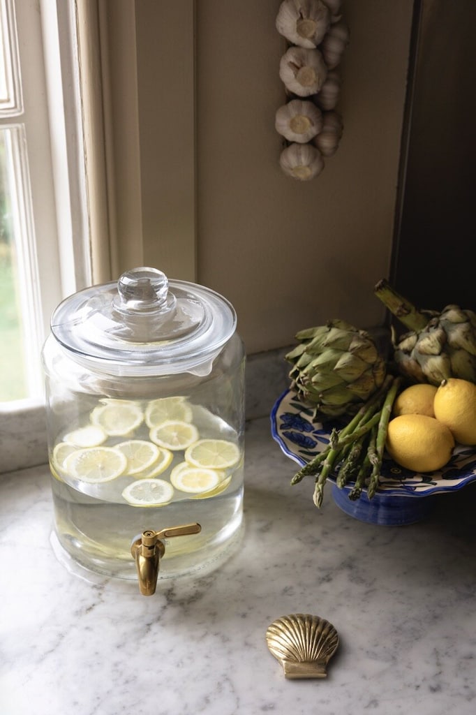 Dispenser - Glass container with tap 6 litres - Ø 18 x H 27 cm