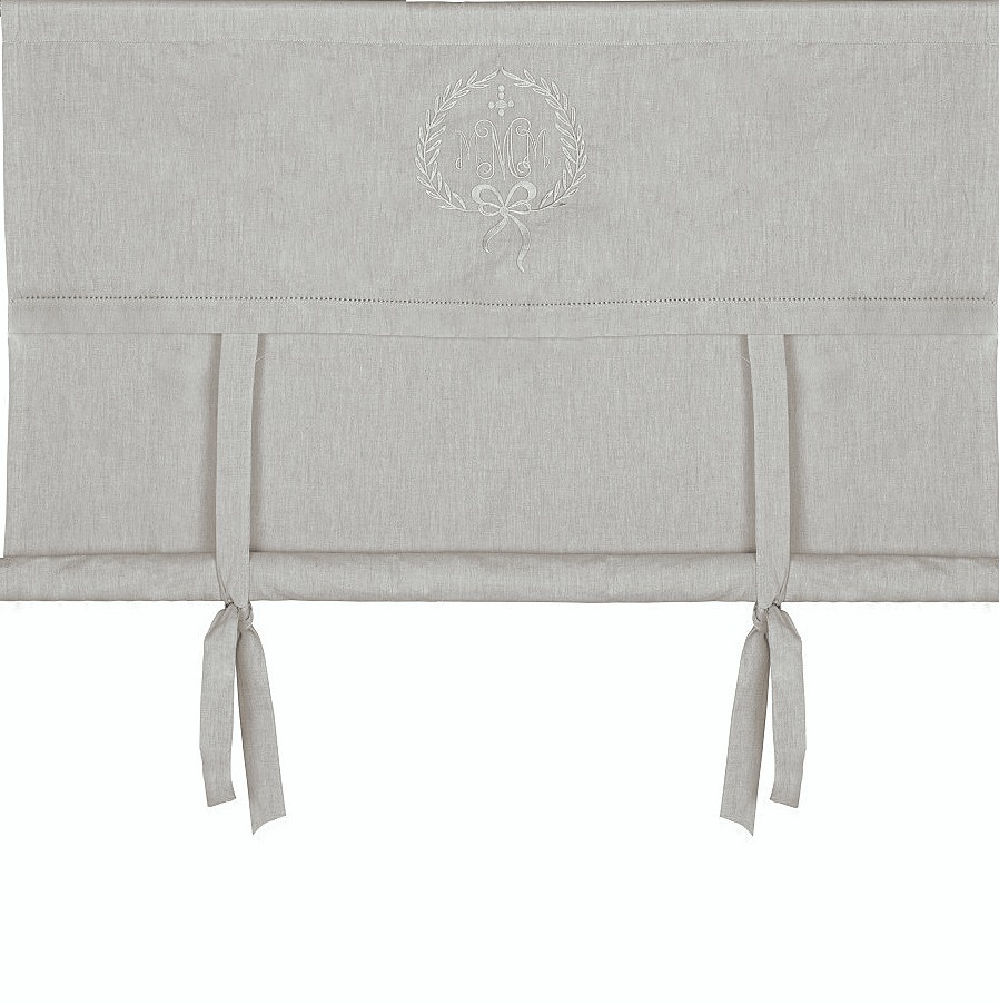 Hissgardin monogram A och hålsöm i lin blandning lantlig stil  - 2