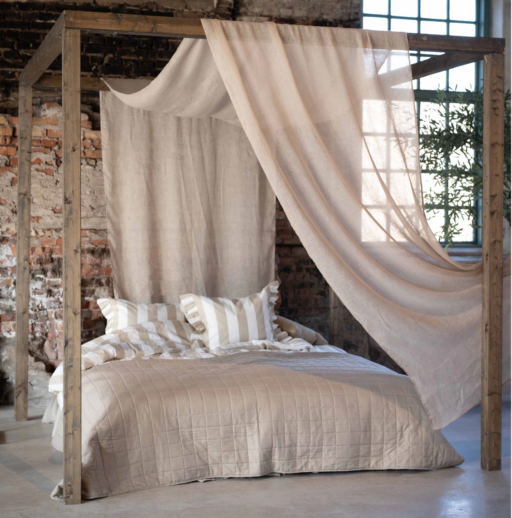 Överkast quilt linbeige 2 storlekar shabby chic lantlig stil
