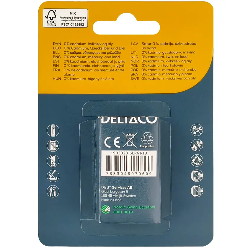 Batteri Alk. 9V/6LR61 - 2